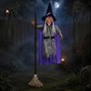 Spooky Halloween Gift for Adults 180cm Props, Flying Witch Decoration with Scary Sounds & Lights, Luminous Broom Garden Yard Lawn, Haunted House