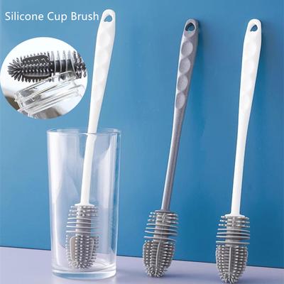 Silicone Cup Brush Baby Bottle Cleaning Brush Long Handle Water Bottles Cleaner Glass Cup Cleaning Brush Kitchen Cleaning Tools