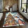 "Christmas Tree Carpet with Festive Houses and Snowy Scenery Design" Suitable for Use As an Anti-slip for Living Room Bedroom Sofas