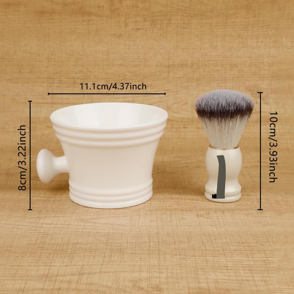 Klasyczny Zestaw Szczotek do Brody Męskiej: Miękka Szczotka do Mycia i Golenia z Miseczką do Spieniania i Vintage Stojakiem.