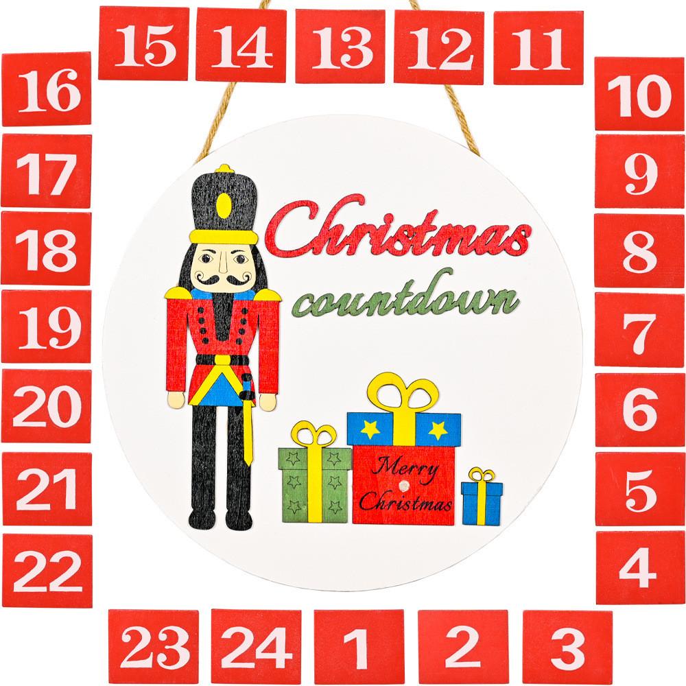 Festlig träjulnötknäckare Dörrskylt Med Nedräkningskalender För Juldekoration