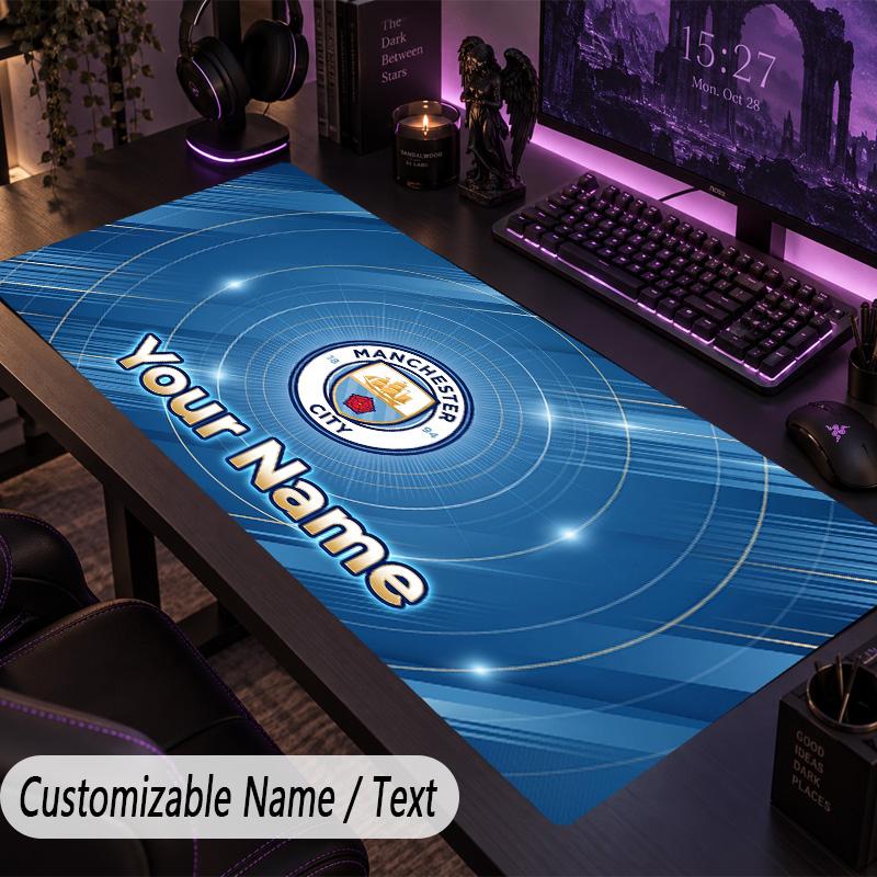 Custom Text Big Mousepad, Extended Desk Pad For Laptop Work GameManchester City