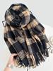 Autumn Winter Women Preppy Knit Scarf Lady Men Casual Plaid Tassel Soft Scarve Wrap Shawl Femme Male Unisex Fashion Korean New