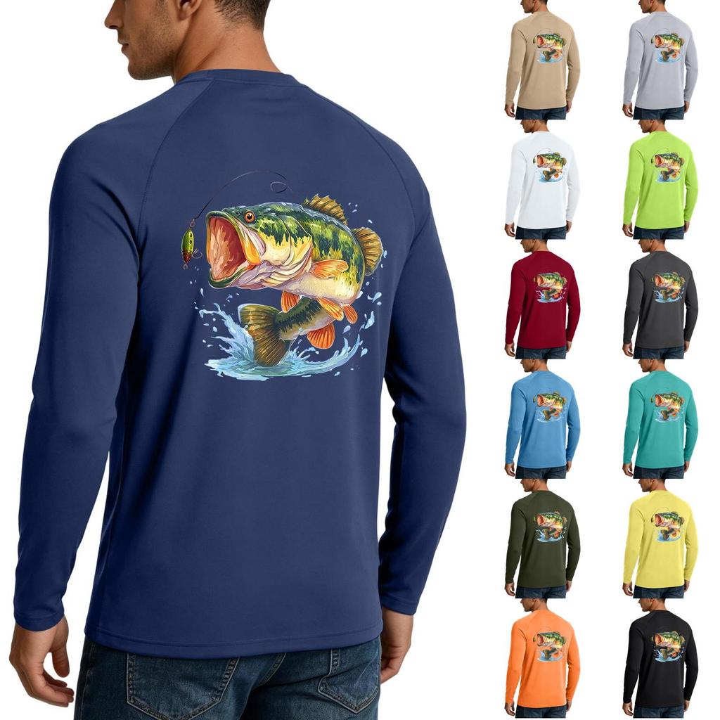 Men Long Sleeve 50 Plus Sun Shirt Quick Dry Lightweight Stretch Outdoor Fishing Athletic Top