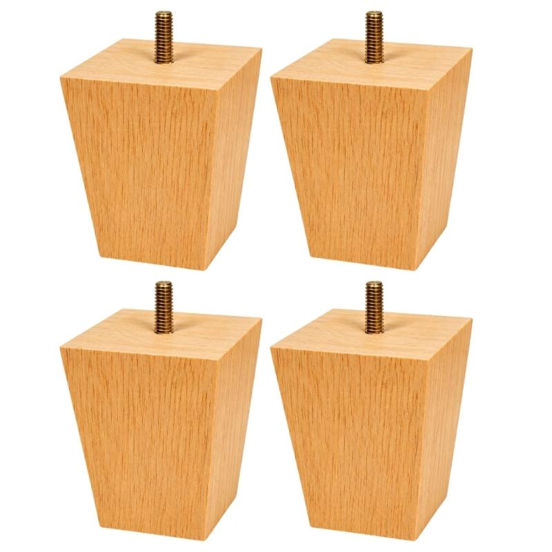Replacement Wooden Furniture Legs Set of 4, Square Tapered Support Feet for Sofa Cabinet Coffee Table and Bed Use