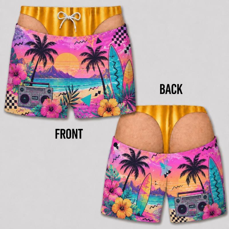 Funny Beach Shorts Fake Underwear Swim Trunks Bachelor Party Prank Summer Fashion Swim Trunks Fake Underwear Beach Shorts Moto