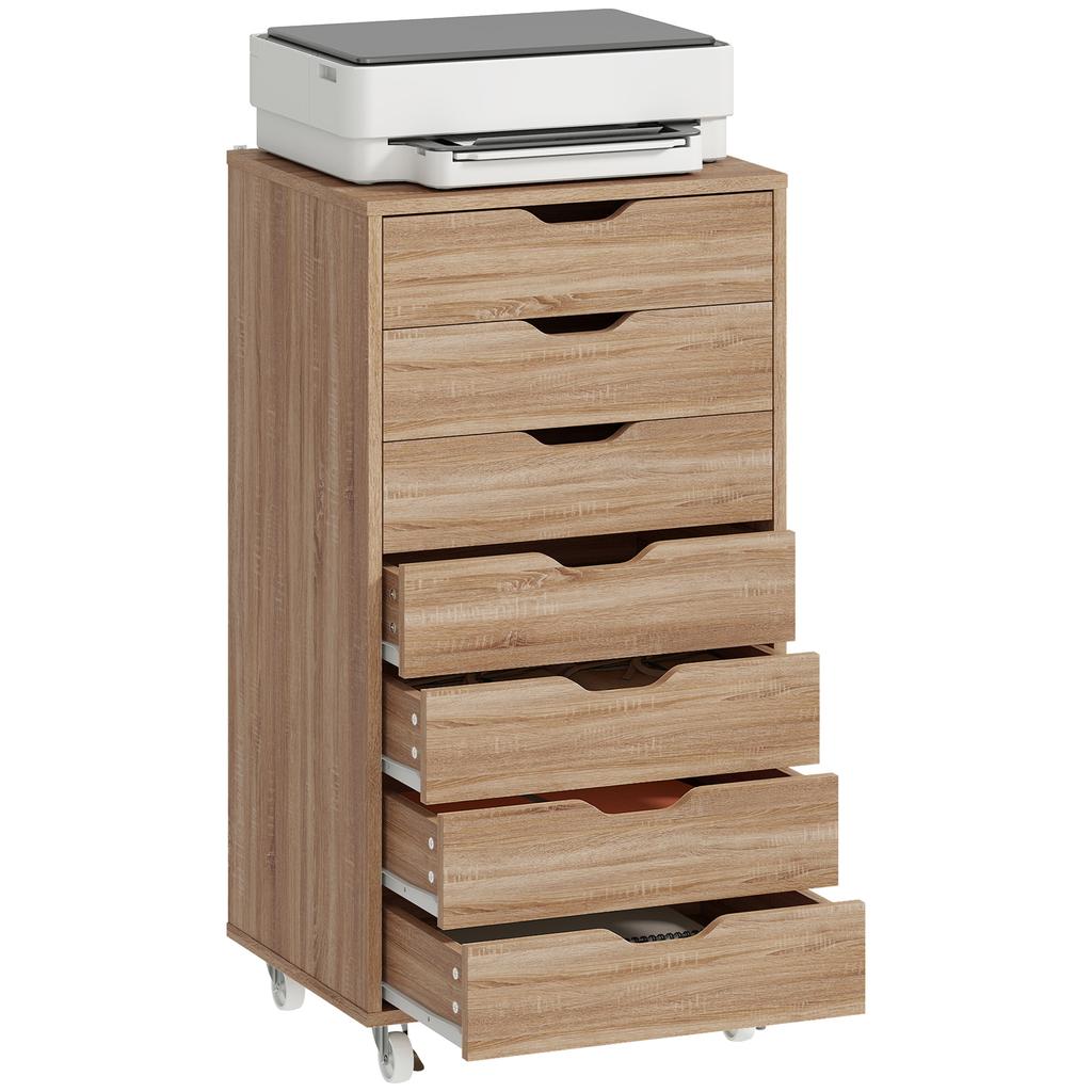 Office Filing Cabinet on Casters, 7 Drawers, for A4/Letter Documents