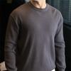 Men S Solid Color Knitted Sweater Round Neck Long Sleeve Loose Fit Pullover