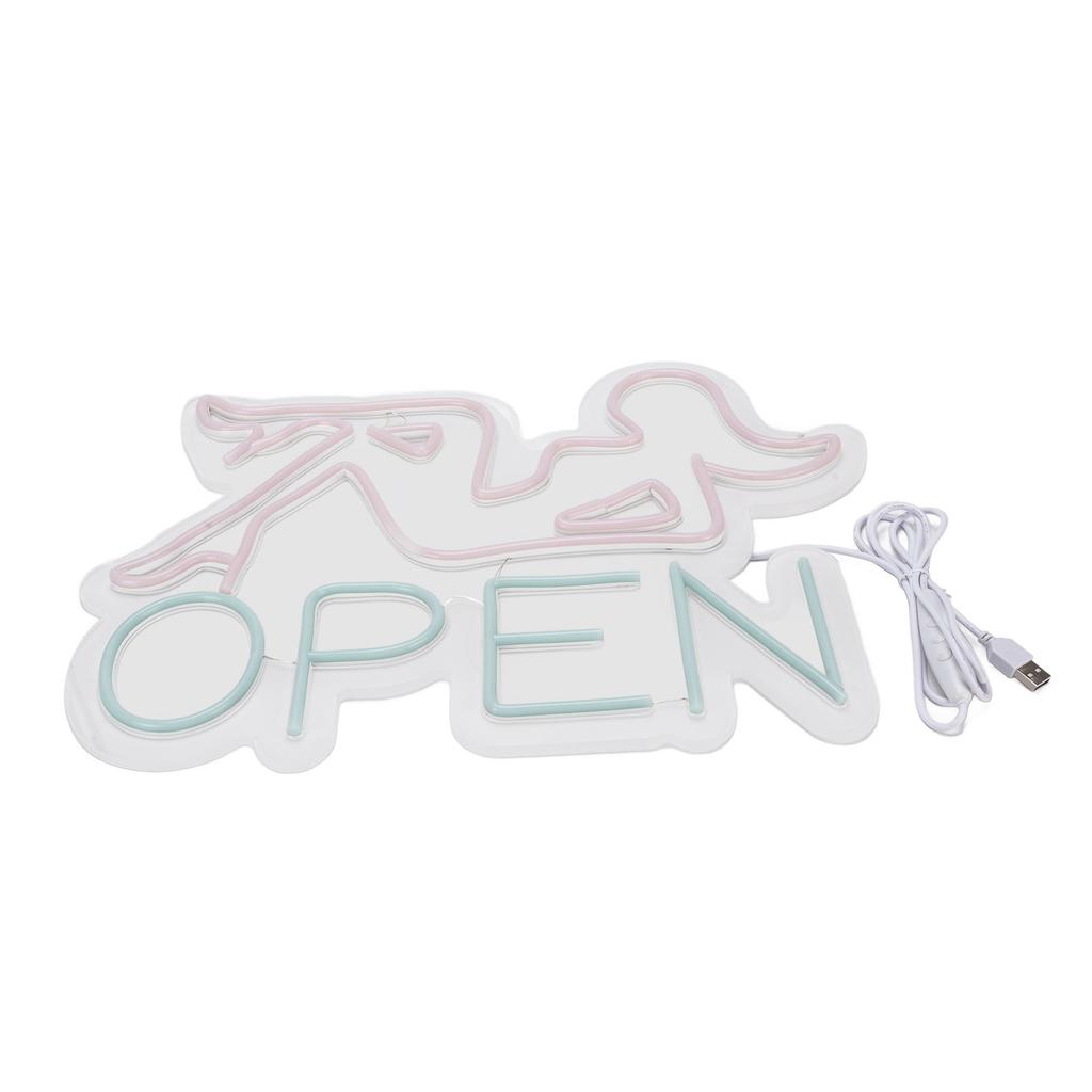 Wall LED Neon Sign USB Powered Acrylic Light Board for Store Club Bar Party Pinkish Woman Blue Open