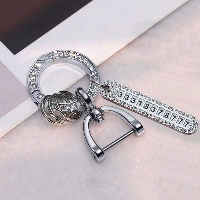 Stirrup Buckle Rhinestone Car Keychain & Anti-Lost Bag Pendant Keyring