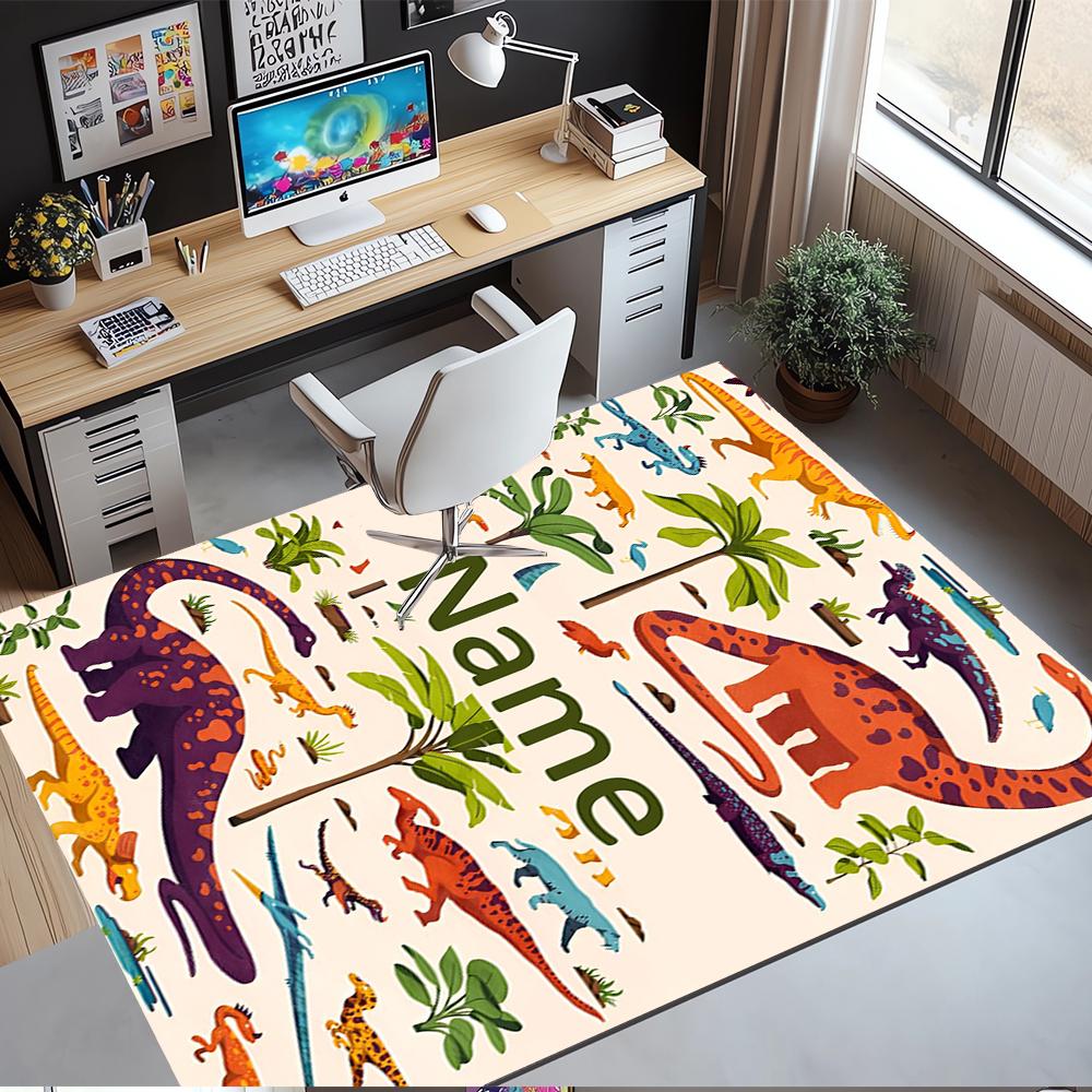 Custom Name Dinosaur Printed Carpet,Rug for Office Chair Living Room Bedroom Kitchen Room Decor Gifts.