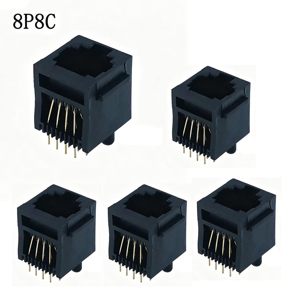 5Pcs Female Connector Telephone Connector Vertical Crystal Head Socket Telephone Line RJ11-52-8P8C