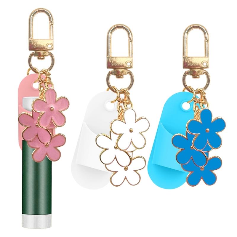 Portable Lip Gloss Keychain Cap Plastic Cosmetic Cover Hanging Holder Decoration Pendant For Keys On The Go