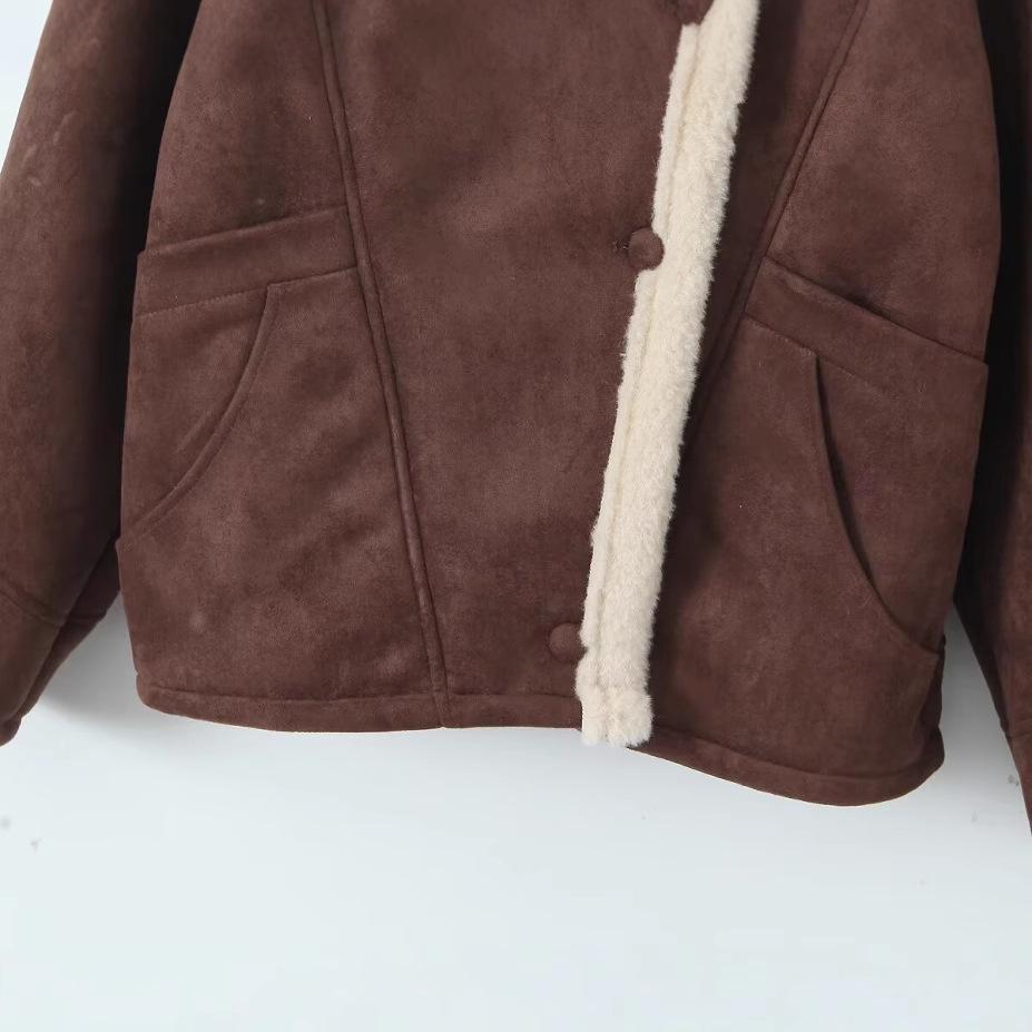 Lambswool Asymmetrical Single-Breasted Jacket - Casual Loose Fit for Autumn/Winter