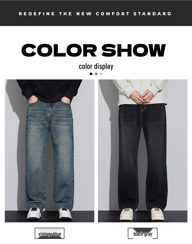 2025 Autumn/Winter Men's Retro High Street Loose Straight-Leg Jeans