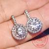 925 Sterling Silver Cubic zirconia Round Stud Earrings For Women Grils Bridal Earring Female pendientes mujer moda