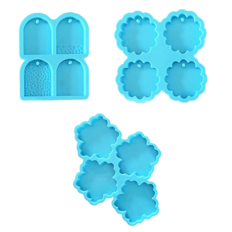 Flower Shaped Silicone Resin Mold 4 Cavity Door Hand Palms Shape Jewelry Pendant Epoxy Mold Necklace Decors Gift