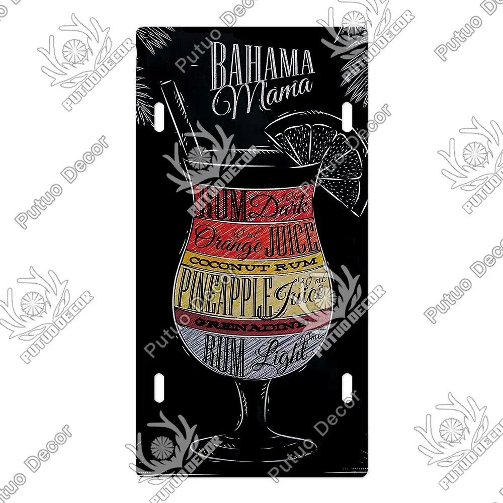Placa de metal para coquetel Putuo Decor Placa de licença Placa de metal Placa de lata vintage Decoração para Pub Bar Sala de estar Porta Clube Decoração