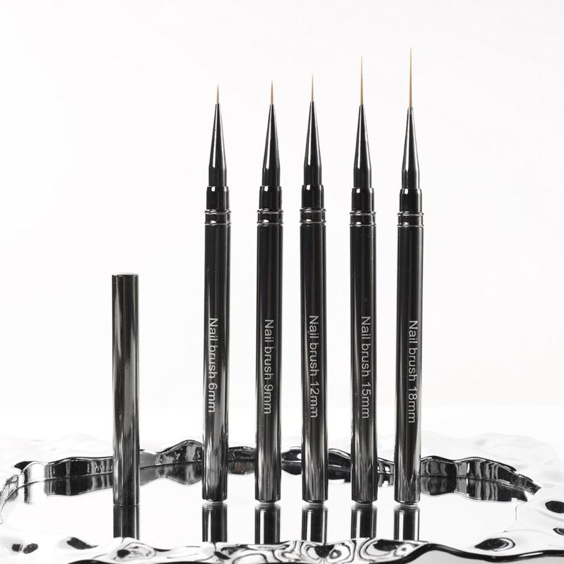 Professional Nail Art Liner Brush Kit Nail Art Bushes Set,Nail Design Brushes for Tiny Details,Long Lines 6/9/12/15/18mm