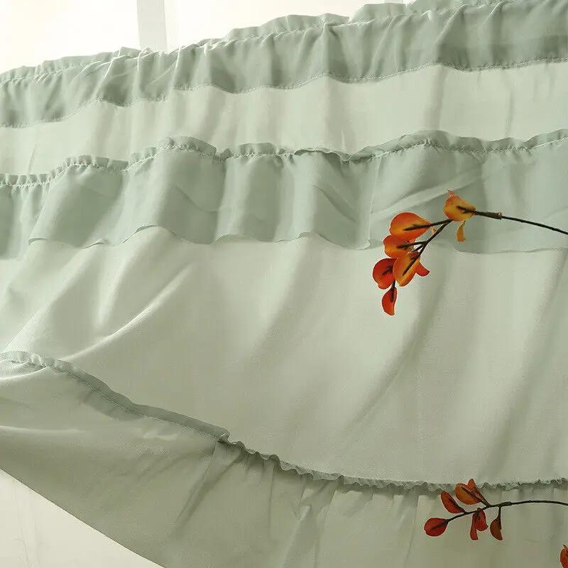 1pc Ruffle Curtain Vintage Short Half Curtain Bedroom Cabinet Blocking Coffee Fabric Window Valance Cotton Curtain Home Decor
