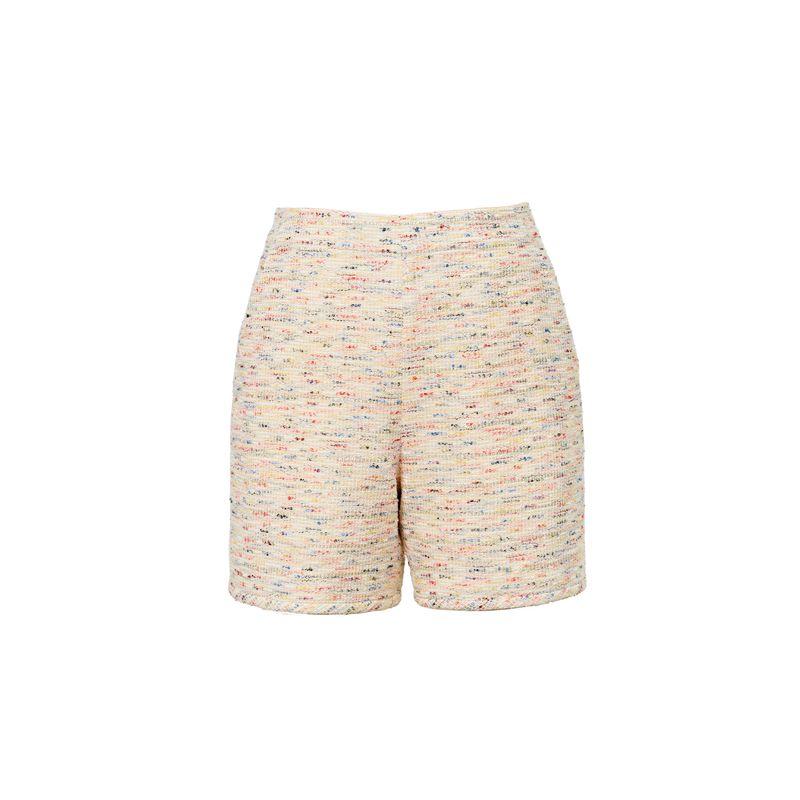 

Blacknini Sweet House South Korea Import Rainbow Circle Blooming Yarn Gold Buckle Tweed Classic Style Coat Shorts Shorts L