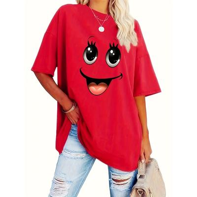 Abbigliamento casual da donna a maniche corte con stampa e girocollo