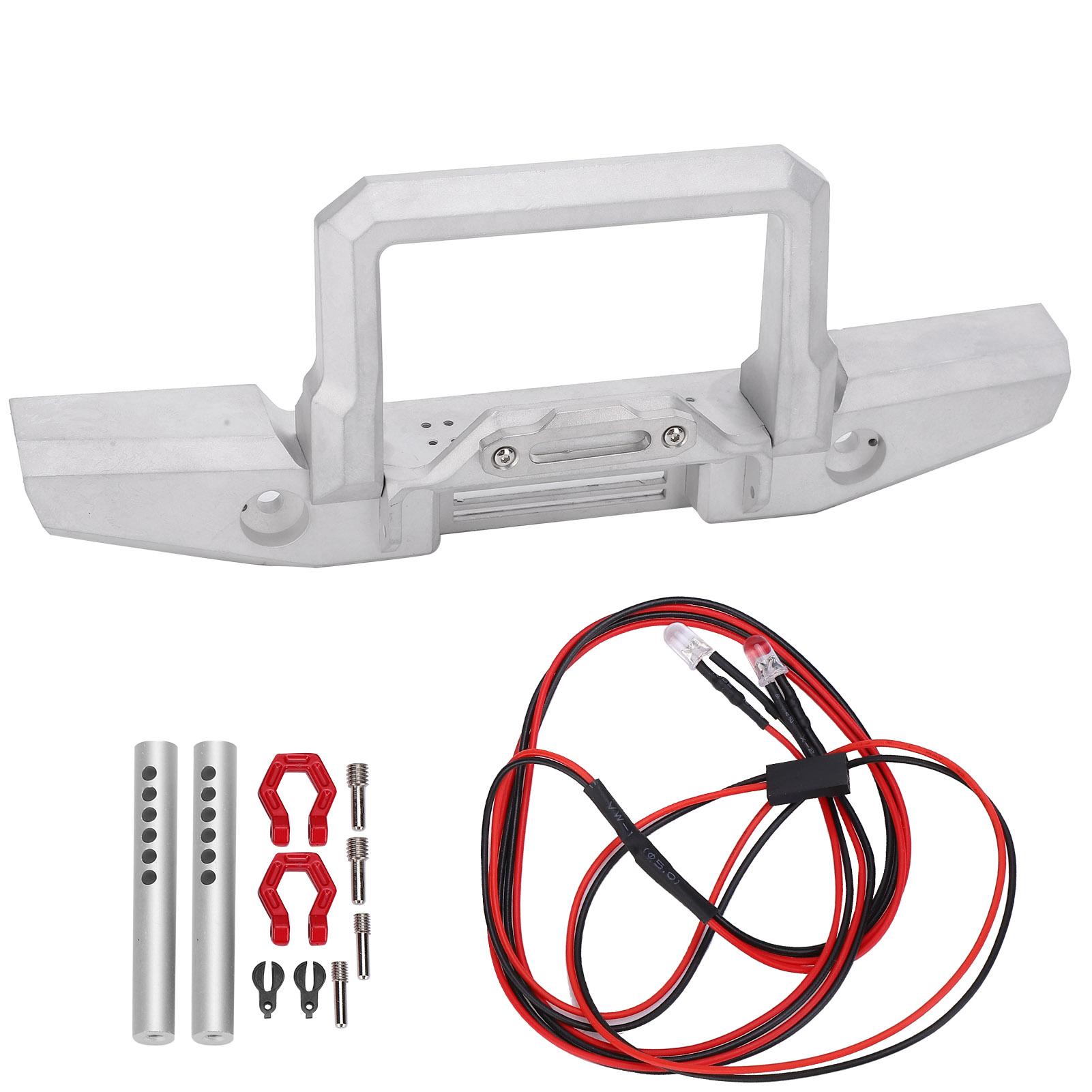 

RC Front Bumper with LED Light Accessories Kit fit for SCX10TRX 110 RC Car ModelSilver срібний
