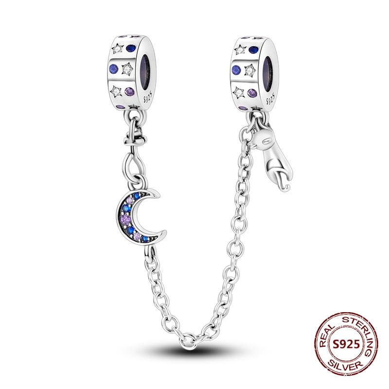 Copper Original Dog Cat Safety Chain Lazy Cat Pink Zircon Pet Paw Print Footprint Charms Fit Bracelet For Women Diy Jewelry