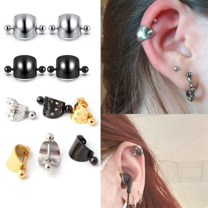 16G Stainless Steel Ear Piercing Horseshoe Shield Cuff Ear Helix Cartilage Cuff Ring Earrings Body Jewelry Piercing