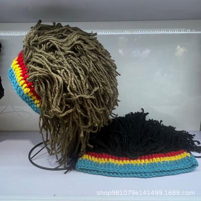 Lustige Perückenmütze Hip-Hop Europäisch und Amerikanisch Reggae Dreadlocks Strickmütze Damen Streetdance Internet-Berühmtheit Mode Wollmütze Herren Pullovermütze