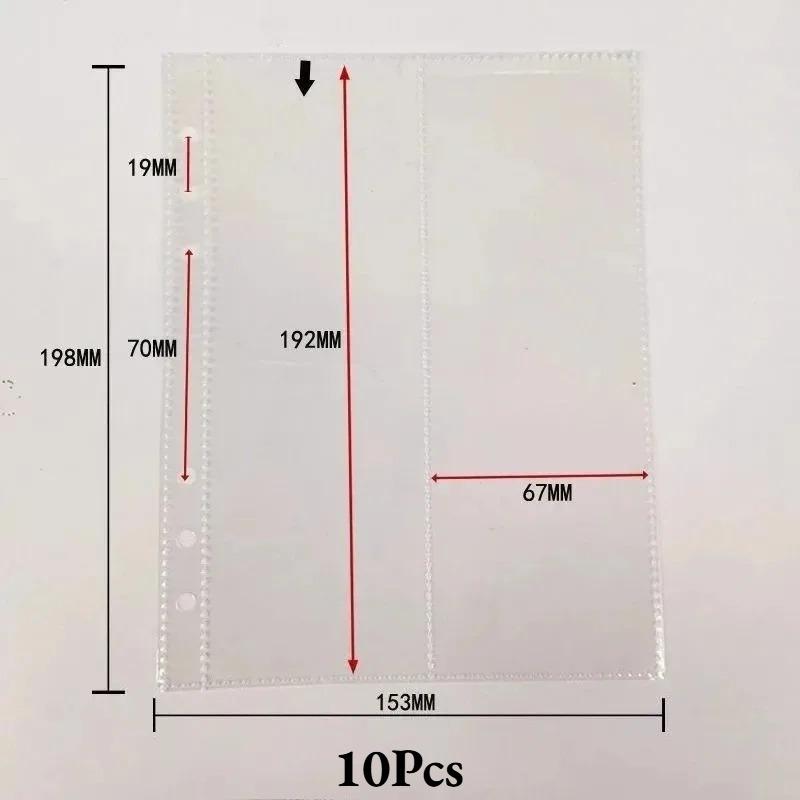 

10sheets A5 Loose-leaf PP Transparent Pull-in Inner Page 6 Holes File Bag Photo Material Card Data Storage Book Inner Page