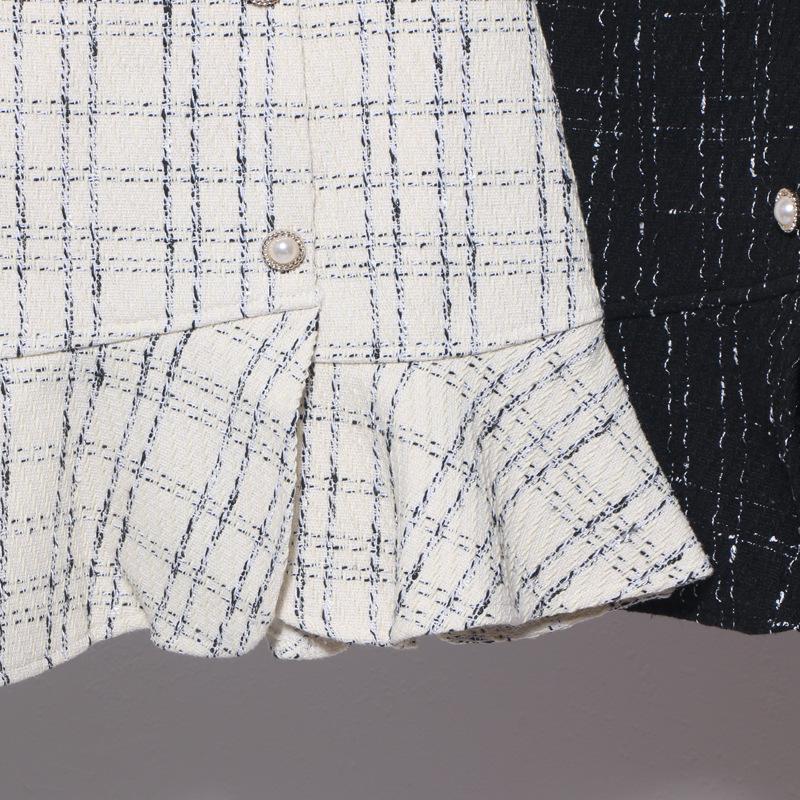 2023 Plaid Tweed High-Waisted Fishtail Mini Skirt