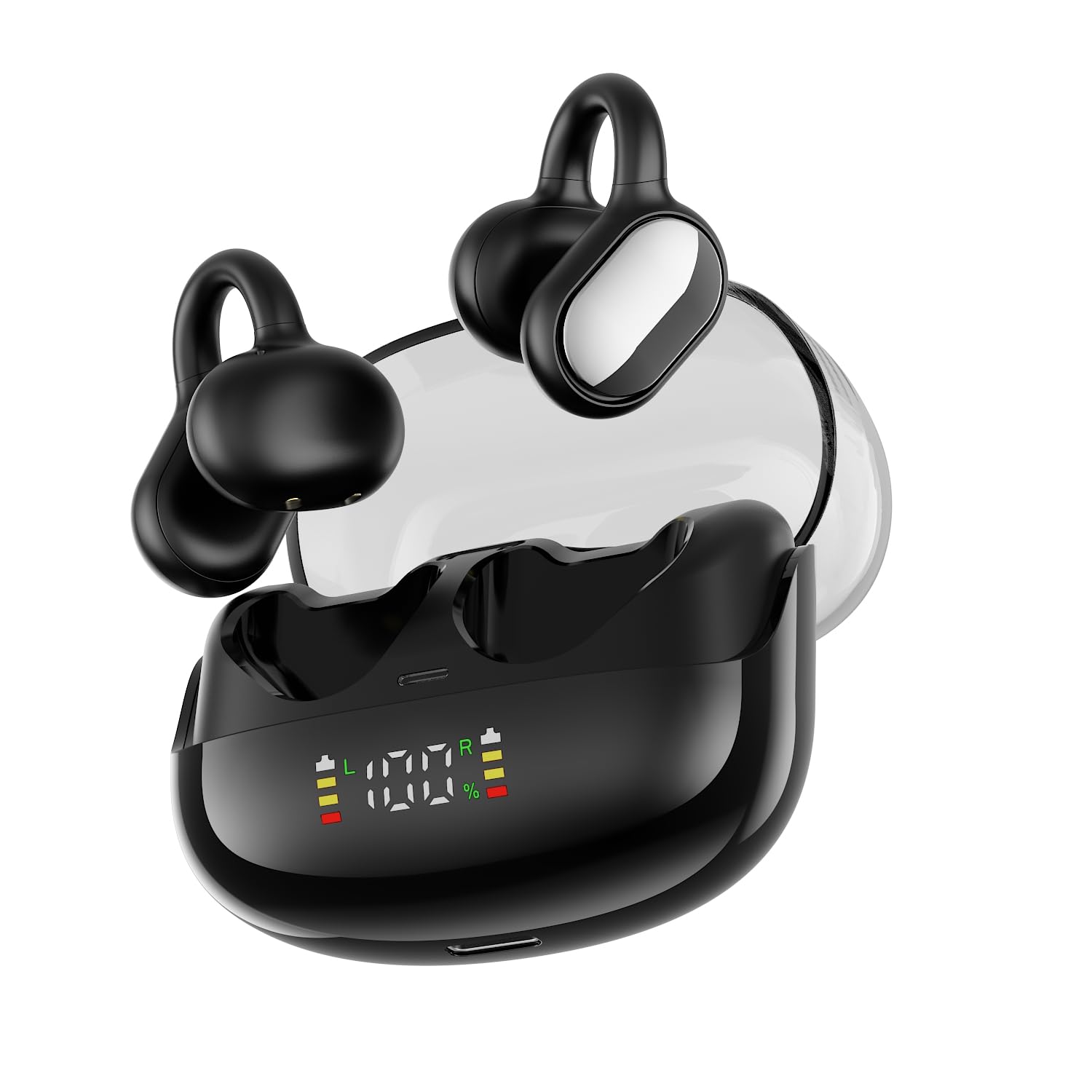 

Bluetooth 5.4 + EDR Wireless Earbuds [2025 Bone Conduction Ear Cuff Style] with a Non-Closure Design, LED Battery Level Indicator, 65 Hours of