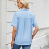 Women's Short-sleeved T-shirt Spring and Summer New Shirt Row Buckle Imitation Denim Short-sleeved Loose Shirt