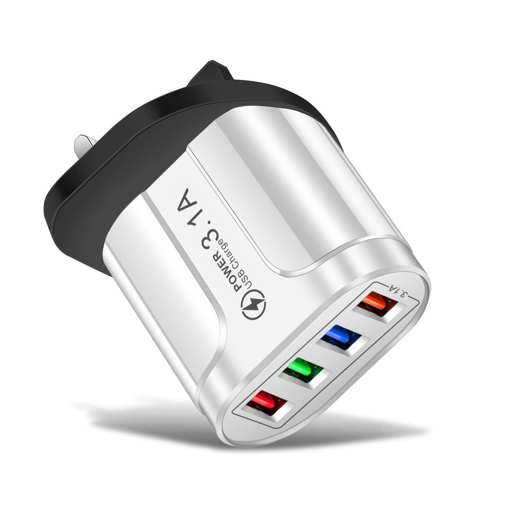 Multi-Port 5V/2.4A Butterfly Travel Charger with 4 USB Ports for EU, US, and UK