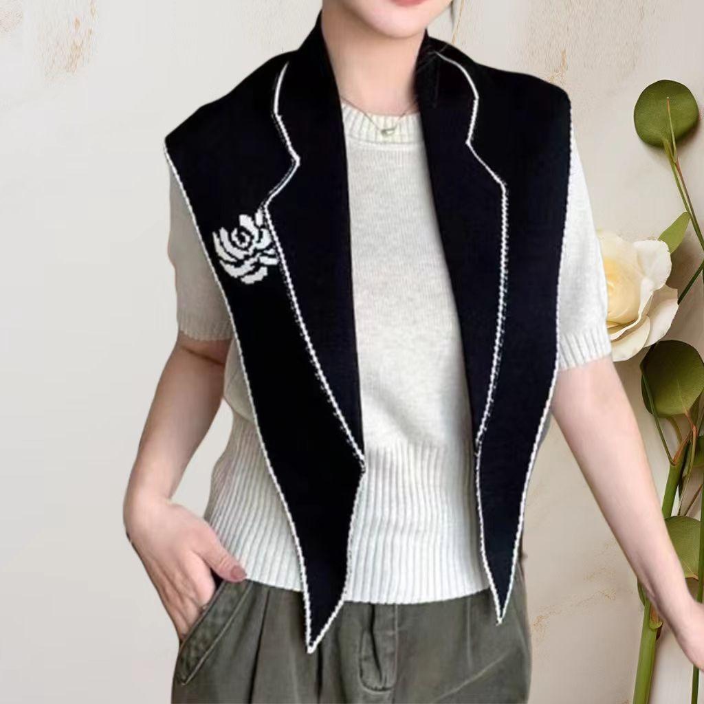 Shawl knitted high sense 2025 new versatile rose warm suit scarf autumn and winter shawl outer 23
