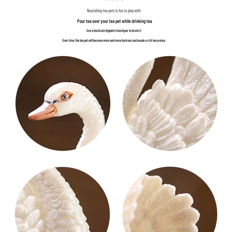 Figurină Swan din Rășină, Schimbătoare de Culoare, Animal de Companie pentru Ceai