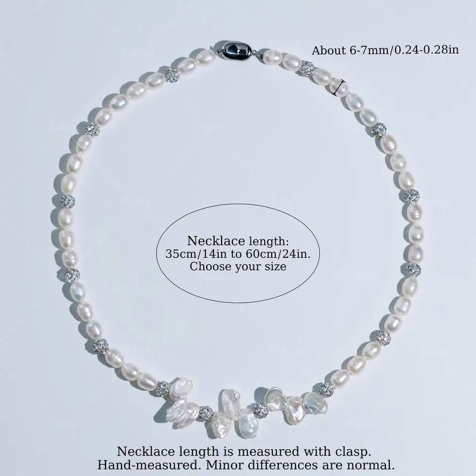MYSOYA Белый пресноводный жемчуг Лепесток Барокко Ожерелье 6-7 мм C530 14in Necklace