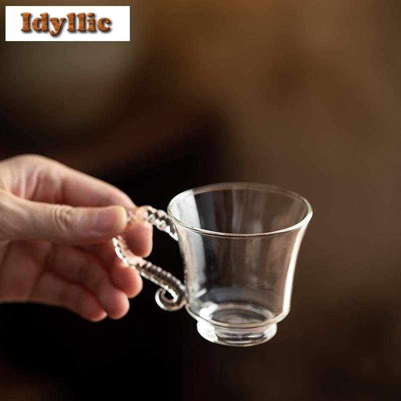 90ml Handheld Glass Coffee Mug Boutique Beer Cup Afternoon Tea Mug Water Ice Cold Juice Jug Office Water Cup Drinkware Supplies