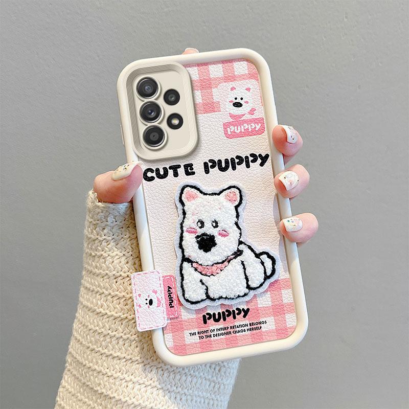 KEYSION Cartoon Cute Plush Embroidery Case for Samsung A53 5G A33 A23 with Lanyard Shockproof Phone Cover for Galaxy A13 4G
