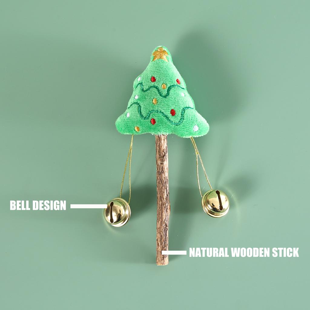 Christmas Theme Cat Licking Stick Toy Natural Matatabi Stick Chewing Toy for Various Cats Hairball Control Teaser 3Pcs