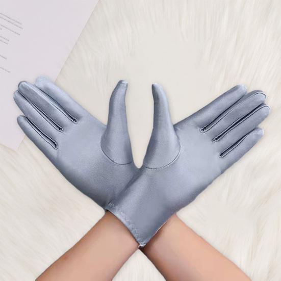1 Pair Unsiex Winter Gloves Five Fingers Solid Color Elastic Anti-slip Sun Protection Breathable Soft Stage Performance Auction Ritual Girl