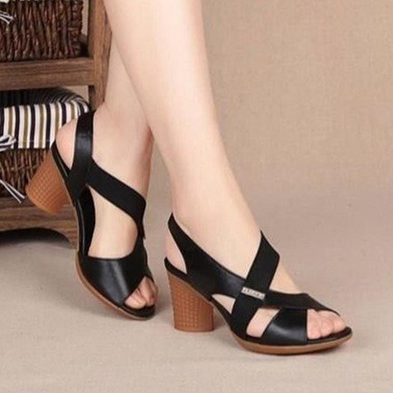 Spring and Summer Footwear Plus Size Fishmouth Open Toe Platform High-heeled Sandals with Thick Heels Women's Shoes