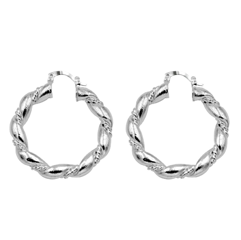 Silver-plated earrings S925 silver earrings Korean style exquisite women's fashion jewelry silver jewelry retro twisted rope hoop earrings