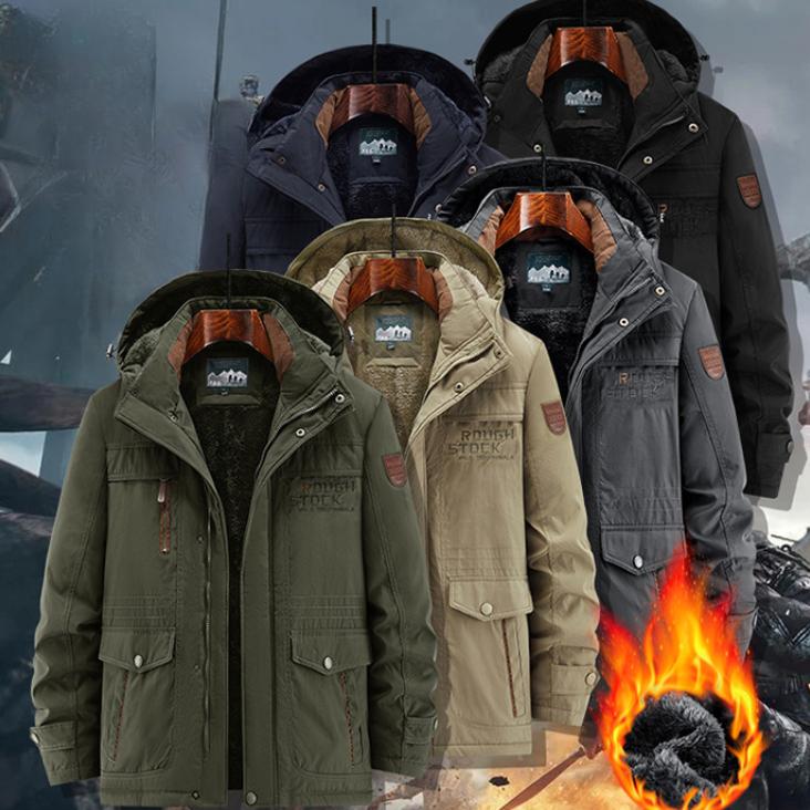 6XL Παλτό με Επένδυση από Βελούδο Πάχος Ανδρικό Χειμερινό Φαρδύ Μεγάλο Μέγεθος Παλτό με Επένδυση Μέσης Ηλικίας Πατέρας Ανθεκτικό στο Κρύο Ζεστό Παλτό με Επένδυση