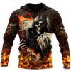 Men Hoodies 3D Print Horror Flaming Skull Graphic Fashion New Style Casual Pullover  Personality Oversize Men’s Clothing Tops