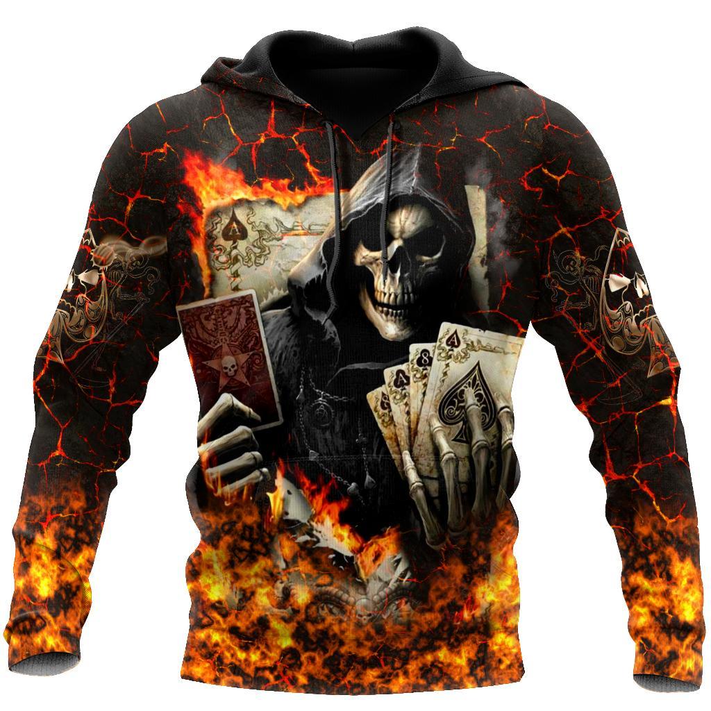 Men Hoodies 3D Print Horror Flaming Skull Graphic Fashion New Style Casual Pullover  Personality Oversize Men’s Clothing Tops