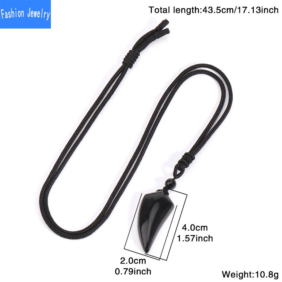 Collar con colgante minimalista bohemio hecho a mano de amatista diente de lobo - Talismán protector de cristal natural con cordón trenzado para hombres y mujeres