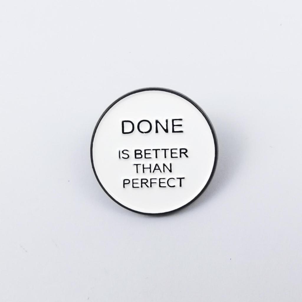 Creative White Geometric Metal Brooch with English Quotes - Versatile Decoration Badge