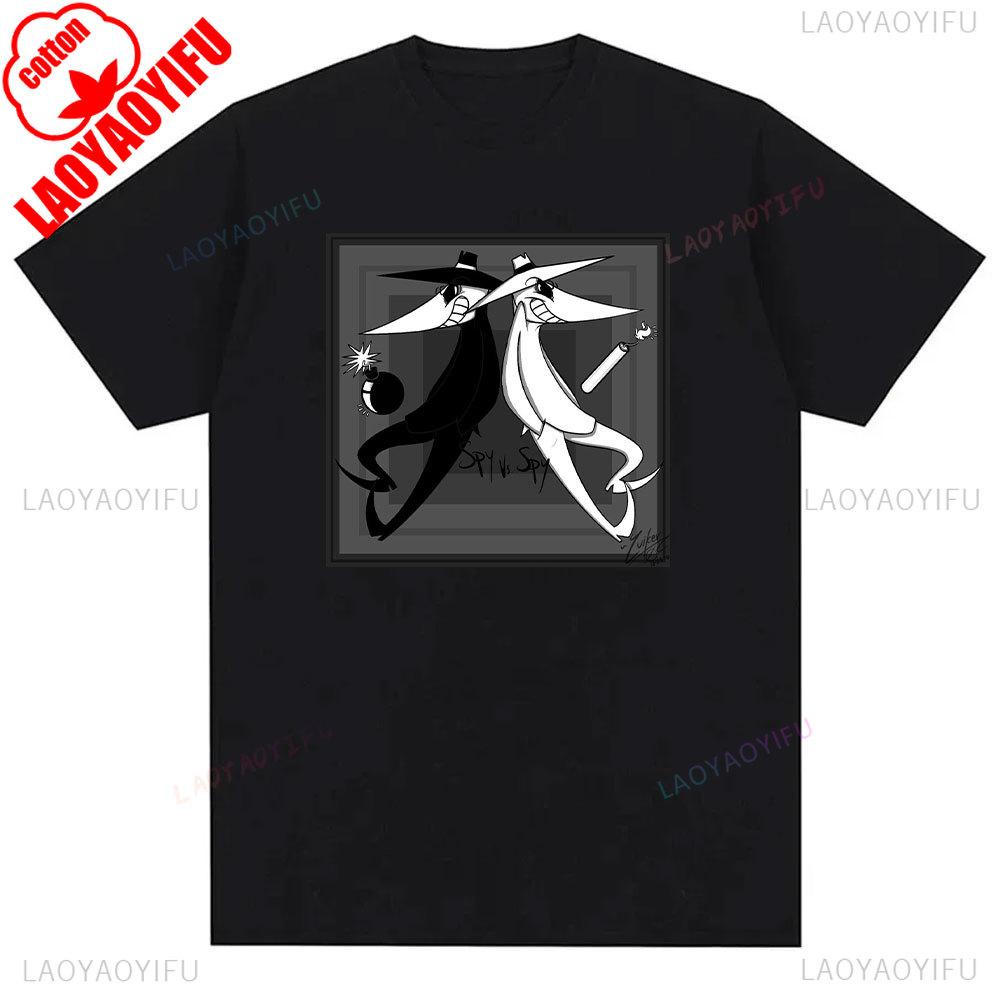 Spy Vs Spy Unisexs T Shirt Summer Cotton Crew Neck Humorous Retro 80s Cartoon Graphic Print Funny Vintage Inspired Fashion Tee